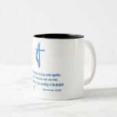 Tasse 2 Couleurs Romains 8:28 cadeaux (Devant droit)