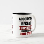 Tasse 2 Couleurs Roman de super-héros comptable (Devant droit)