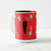 Tasse 2 Couleurs Romance en fleurs rouge vif (Devant gauche)