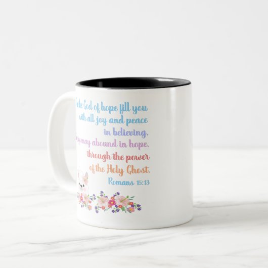 Tasse 2 Couleurs Romans 15 Bible Verse Design (Devant gauche)