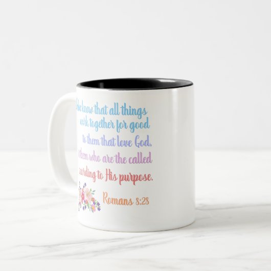 Tasse 2 Couleurs Romans 8 Verset Bible Design (Devant gauche)
