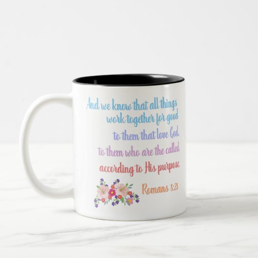 Tasse 2 Couleurs Romans 8 Verset Bible Design (Gauche)