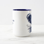 Tasse 2 Couleurs "Rooster" Blue Willow Style Personnalisé (Centre)