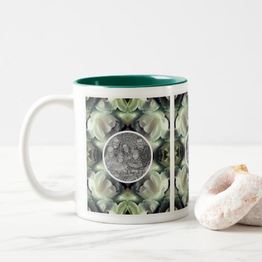 Tasse 2 Couleurs Rose blanche Floral Abstrait Ajouter votre propre (Avec donut)