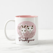 Tasse 2 Couleurs Rose Cute Kitten Bunny Animal Amis Filles Enfants (Gauche)