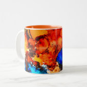 Tasse 2 Couleurs Rose d'art abstrait orange rouille (Devant gauche)