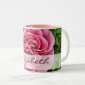 Tasse 2 Couleurs Rose de rose personnalisé (Devant droit)