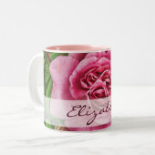 Tasse 2 Couleurs Rose de rose personnalisé (Devant gauche)