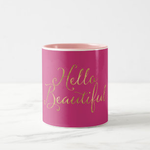 Tasse 2 Couleurs Rose d'or bonjour beau