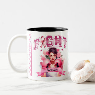Tasse 2 Couleurs Rose et jolie floral cancer du sein