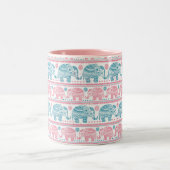 Tasse 2 Couleurs Rose et motif ethnique turquoise d'éléphant (Centre)