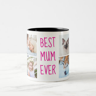 Tasse 2 Couleurs Rose fluo | Meilleure maman Jamais Custom Photo Mu