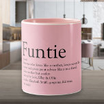 Tasse 2 Couleurs Rose Funny Funtie Tante Définition Deux Tons<br><div class="desc">Personnalisez-vous pour votre Funtie,  Tante ou Tante préférée pour créer un cadeau unique. Une façon parfaite de lui montrer à quel point elle est extraordinaire chaque jour. Vous pouvez même customiser l'arrière - plan à leur couleur préférée. Conçu par Thisisnotme©</div>