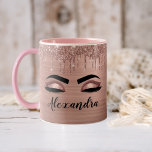 Tasse 2 Couleurs Rose Gold Glitter Sparkle Eyelashes Monogram<br><div class="desc">Rose Gold Faux Foil Metallic Sparkle Parties scintillant en métal brossé Monogramme Nom et cils initiaux (cils), Extensions Eyelash et Yeux Blush Pink Coffee Mug. Le design fait le cadeau parfait pour 16 ans, mariage, douche nuptiale, anniversaire, baby shower ou bachelorette pour quelqu'un à la recherche d'un style cool tendance....</div>
