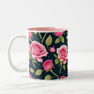 Tasse 2 Couleurs Rose Motif sans couture Valentines Jour Cof à deux