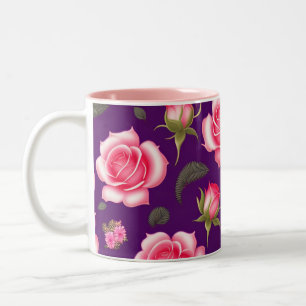 Tasse 2 Couleurs Rose Motif sans couture Valentines Jour Cof à deux