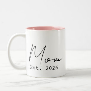 Tasse 2 Couleurs Rose Noir Élégant Script Nouvelle Maman Ét. 2026