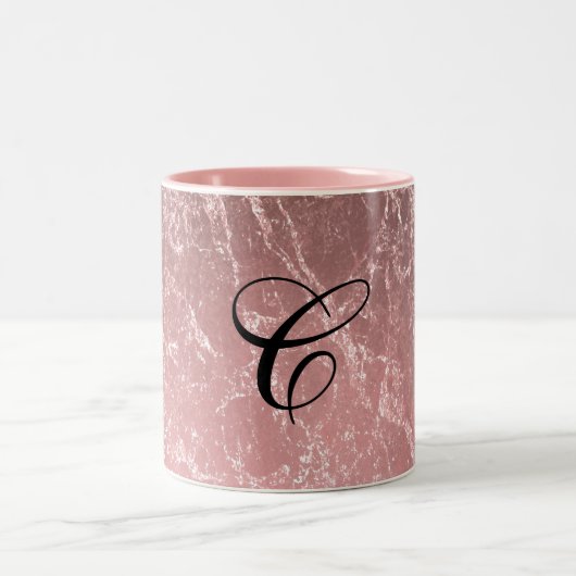 Tasse 2 Couleurs Rose Or rose moderne tendance glam marbre chic (Centre)