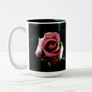 Tasse 2 Couleurs Rose Peinte à l'Huile