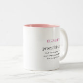 Tasse 2 Couleurs Rose procaffeinant personnalisé (Devant droit)