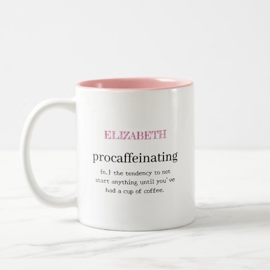 Tasse 2 Couleurs Rose procaffeinant personnalisé (Gauche)