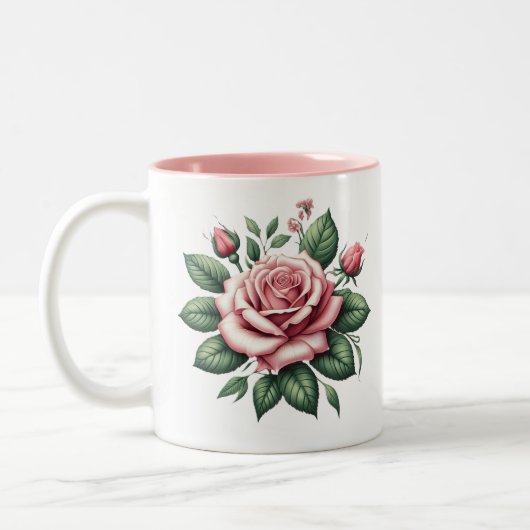 Tasse 2 Couleurs Rose rose avec boue à Accent Rose (Gauche)