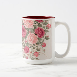 Tasse 2 Couleurs Rose rose personnalisée Floral Cheveux Femme Éléga
