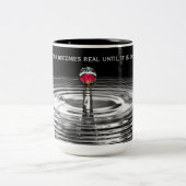 Tasse 2 Couleurs rose rouge en gouttelette d'eau avec citation (Centre)