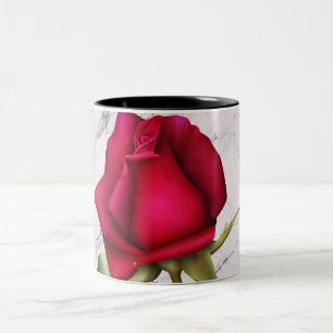 Tasse 2 Couleurs Rose rouge moderne Marbre Glam Floral Fleur