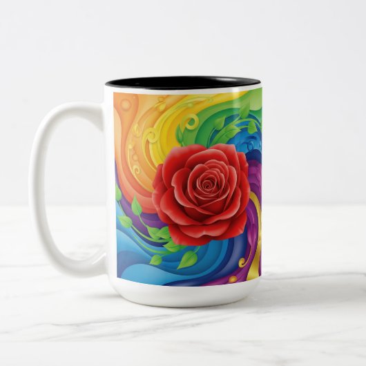 Tasse 2 Couleurs Rose rouge sur l'Arrière - plan arc-en-ciel Abstra (Gauche)