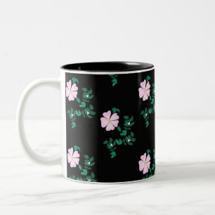 Tasse 2 Couleurs Rose sauvage - Motif floral sur Arrière - plan noi