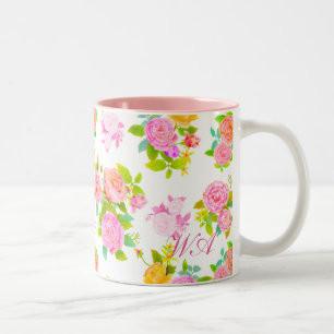 Tasse 2 Couleurs Rose Shabby Vintage blanc