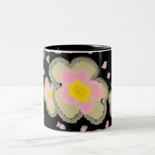Tasse 2 Couleurs Rose sur couleur noire Fleur Abstrait