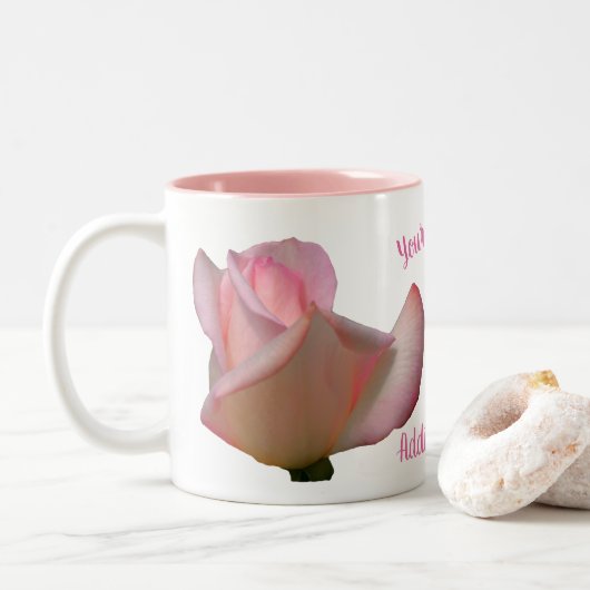 Tasse 2 Couleurs Rosebud rose Personnalisé (Avec donut)