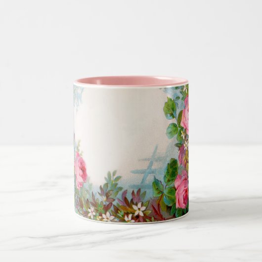 TASSE 2 COULEURS ROSES ET JASMINS (Centre)