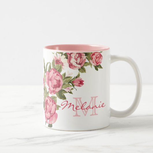 Tasse 2 Couleurs Roses roses vintages rose pâle Nom des pivoines, m (Droit)