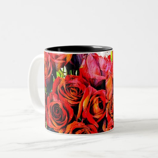 Tasse 2 Couleurs Roses rouges (Devant gauche)