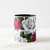Tasse 2 Couleurs Roses Rouges & Blanches Shabby Chic Rustique Moder (Centre)