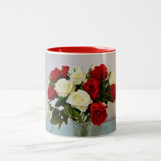 Tasse 2 Couleurs Roses rouges et blancs (Centre)