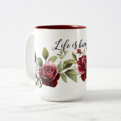 Tasse 2 Couleurs Roses rouges romantiques (Devant gauche)