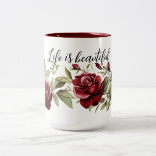 Tasse 2 Couleurs Roses rouges romantiques