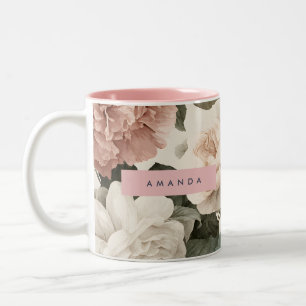 Tasse 2 Couleurs Roses victoriens élégants personnalisés en Blush