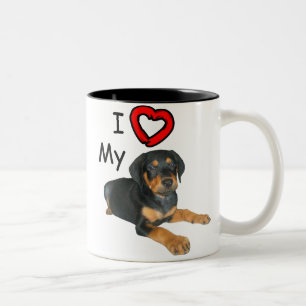 Tasse 2 Couleurs Rottweiler Puppy I Love My Rott