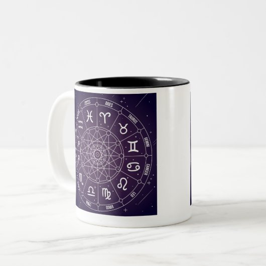 Tasse 2 Couleurs Roue d'astrologie Signes étoiles (Devant gauche)