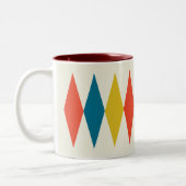 Tasse 2 Couleurs Rouge bleu jaune rétro Motif diamant (Gauche)