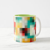 Tasse 2 Couleurs Rouge bleu vert jaune blanc Motif Abstrait (Devant droit)