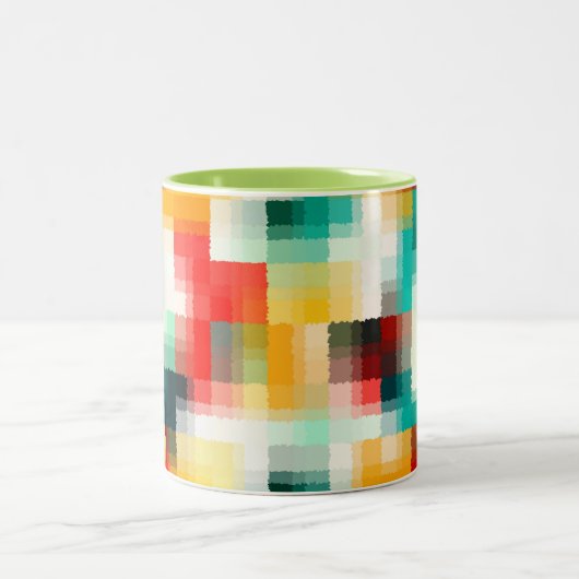 Tasse 2 Couleurs Rouge bleu vert jaune blanc Motif Abstrait (Centre)