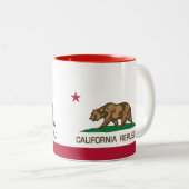 Tasse 2 Couleurs Rouge de République de la Californie (drapeau (Devant droit)