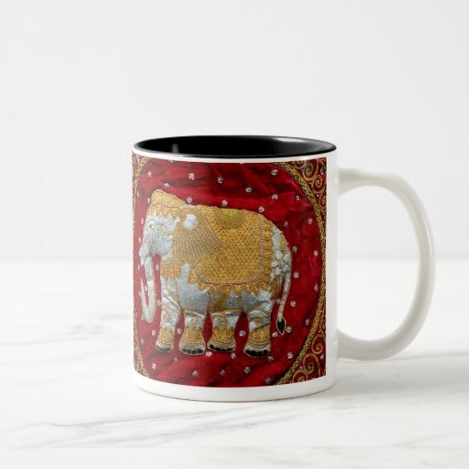 Tasse 2 Couleurs Rouge embelli et or d'éléphant d'Asie (Droit)
