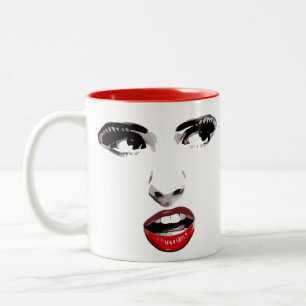 Tasse 2 Couleurs Rouge Lipstick Dark Eyed Femme maquillage Beauté A